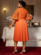 Orange Dresses for Women Formal Half Flare Sleeves Wedding Guest Outfits