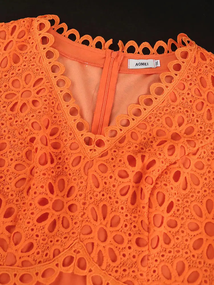 Orange Dresses for Women Formal Half Flare Sleeves Wedding Guest Outfits