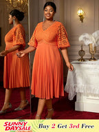 Orange Dresses for Women Formal Half Flare Sleeves Wedding Guest Outfits