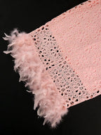 Pink Lace Dresses for Women Bodycon Feather Patchwork