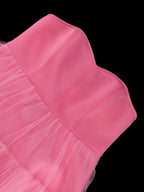 Pink Removable Back Bow Tube Tops Mesh A Line Dress