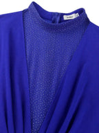 Pleated Dress Mock Neck Sheer Long Sleeve Draped A Line