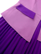 Pleated Dress Wedding Guest Colorblock Ruffle Sleeve