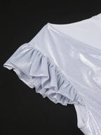 Pleated Formal Dress for Women Occasional V Neck Slim Fit