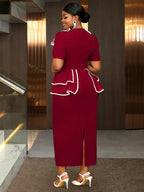 Plus Size Party Dresses Ruffles Peplum Belly Cover Wedding Guest Gowns