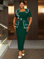 Plus Size Party Dresses Ruffles Peplum Belly Cover Wedding Guest Gowns