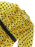 Polka Dot Mesh See Through Dresses Ruffles Puff Sleeves