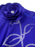Pretty Church Dresses Blue Pleated Flower Dress