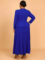 Pretty Church Dresses Blue Pleated Flower Dress