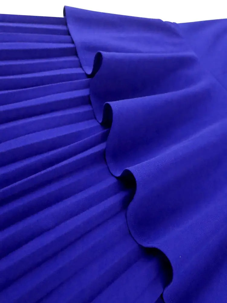 Pretty Church Dresses Blue Pleated Flower Dress