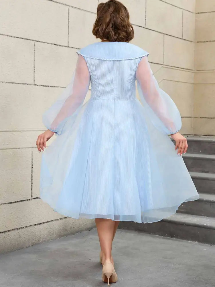 Puff Sleeve A Line Dress Vintage 50s Swing Style