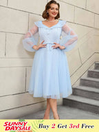 Puff Sleeve A Line Dress Vintage 50s Swing Style