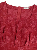 Puff Sleeve Jacquard Dress Classic A Line Fit for Curvy Chic Style