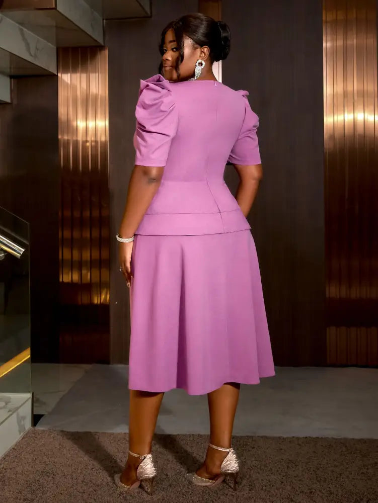 Purple Wedding Party Outfits Short Sleeve Commuter Elegant