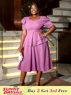 Purple Wedding Party Outfits Short Sleeve Commuter Elegant