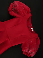 Red Birthday Dress Short Sleeve A Line Pleated Mini Dress
