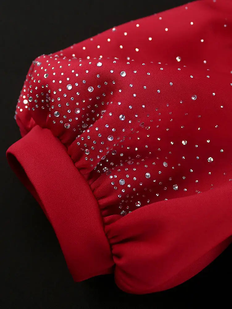 Red Birthday Dress Short Sleeve A Line Pleated Mini Dress