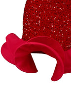 Red Sequins Trumpet Dress V Neck Short Sleeves Patchwork