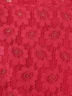 Red V Neck Dress Butterfly Sleeves Bowtie Lace Patchwork