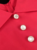 Red V Neck Sleeveless Button High Waist Long Pleated Dress