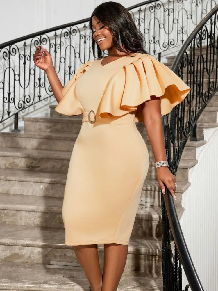 Dress Ruffle Sleeve Bodycon Event Dress