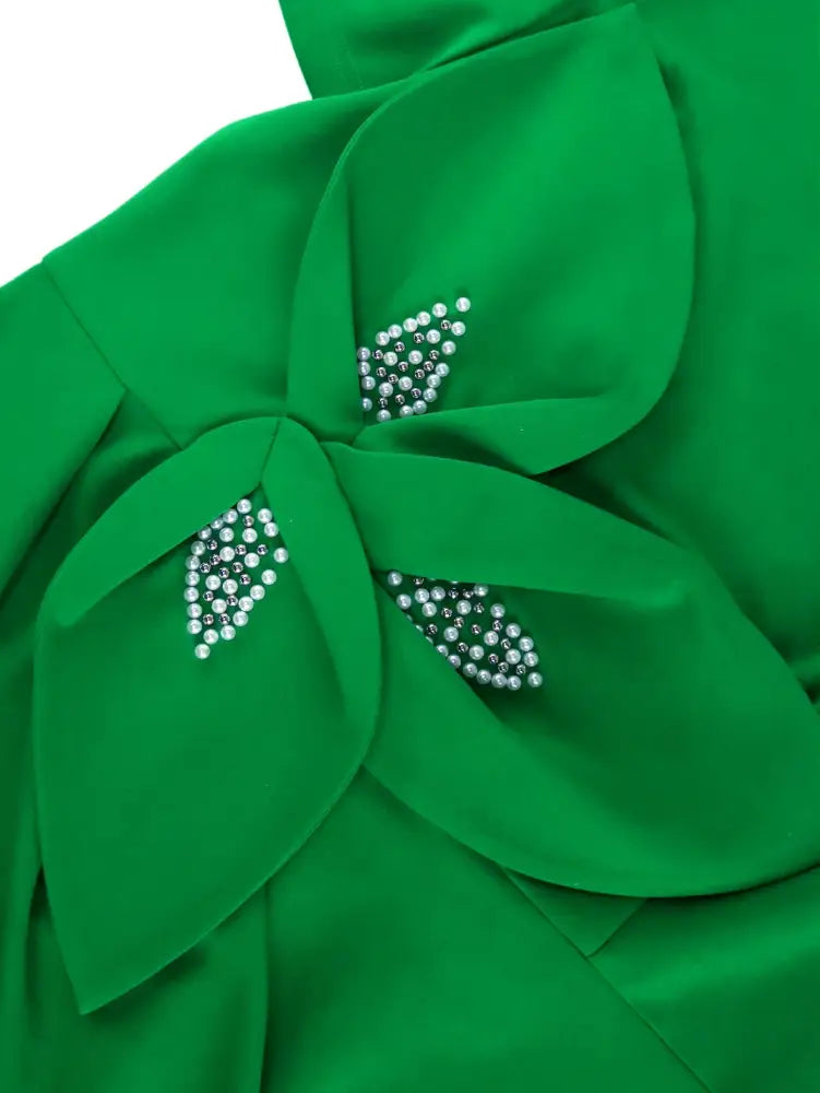 Saint Patrick Outfit Round Neck 3D Flower Bead Trim Short Sleeve