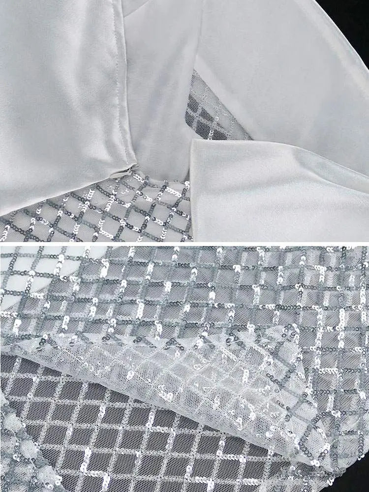 Sequins Plus Size Party Dresses One Shoulder Prom Dress White Bridal Shower Dresses