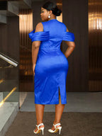 Sexy Birthday Dresses for Women Blue Bow Bodycon Dress