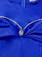 Sexy Birthday Dresses for Women Blue Bow Bodycon Dress