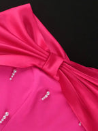 Sexy Birthday Dresses Rose Satin Off Shoulder Gown