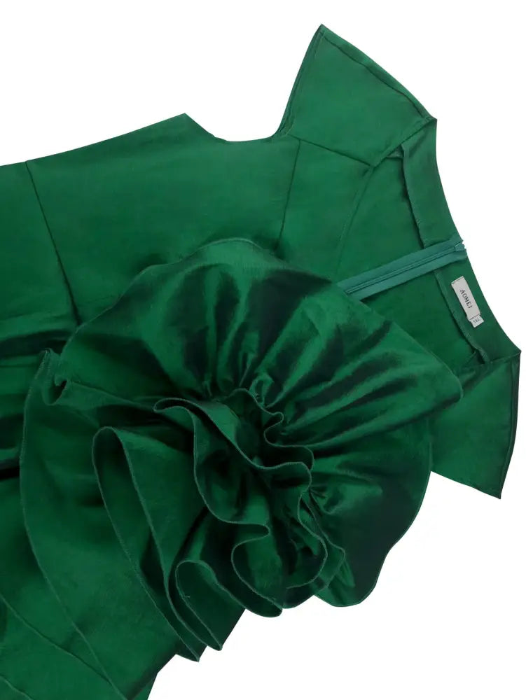 Sexy St Patricks Day Dress Dark Green Floral Embellished