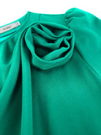 Sexy St Patricks Day Dress Emerald Green 3D Flower Pleated Flirty