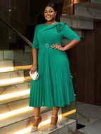 Sexy St Patricks Day Dress Emerald Green 3D Flower Pleated Flirty