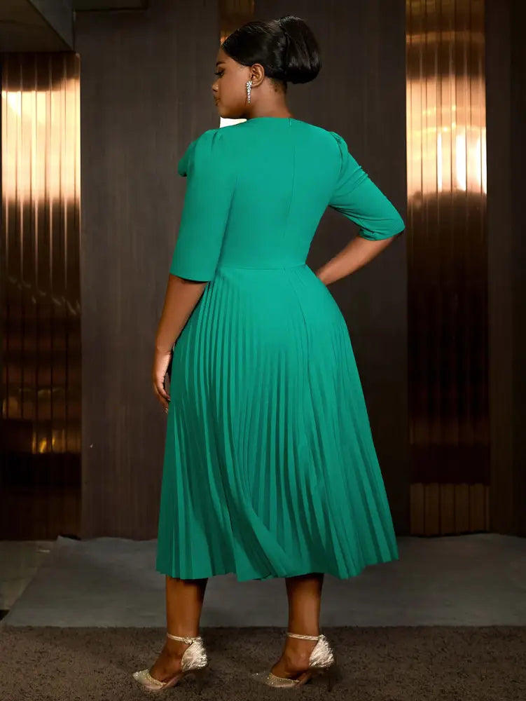 Sexy St Patricks Day Dress Emerald Green 3D Flower Pleated Flirty