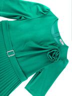 Sexy St Patricks Day Dress Emerald Green 3D Flower Pleated Flirty
