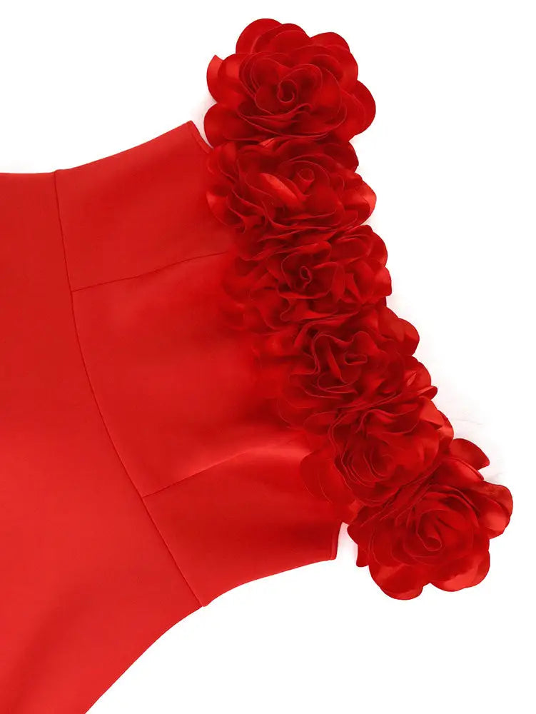 Sexy Wedding Guest Dresses Slash Neck 3D Flower Club Wear