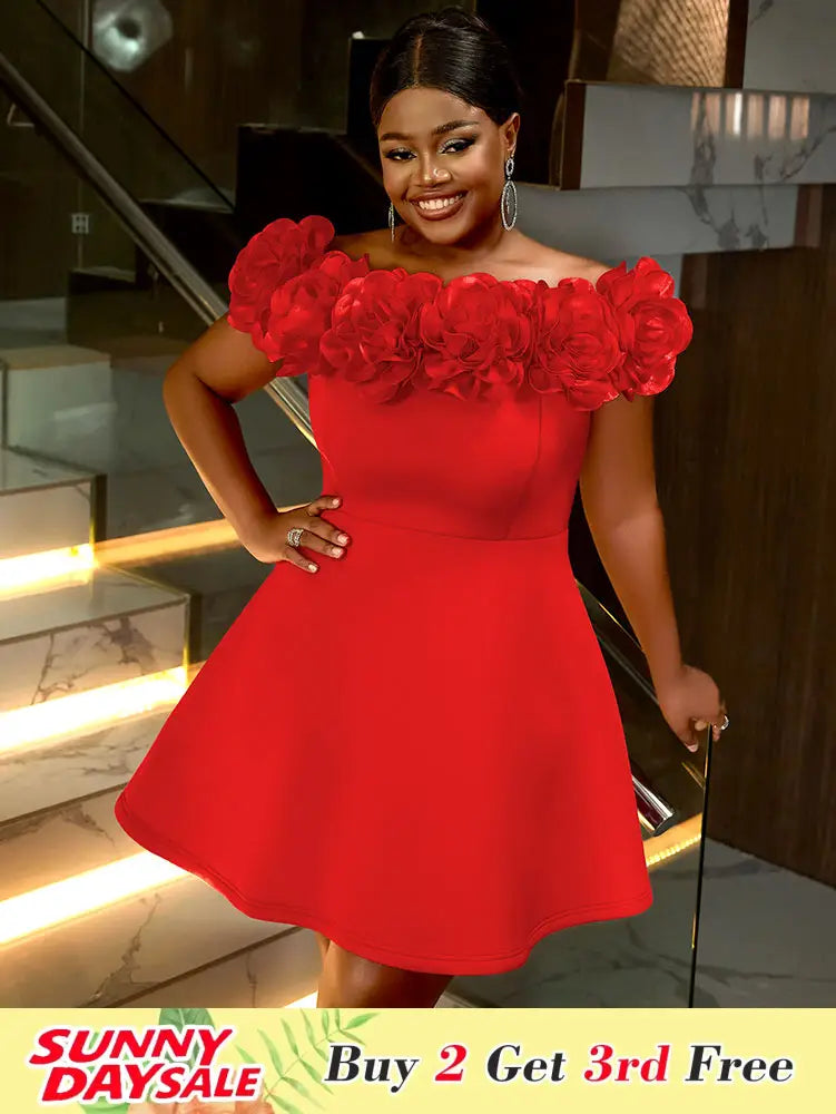 Sexy Wedding Guest Dresses Slash Neck 3D Flower Club Wear
