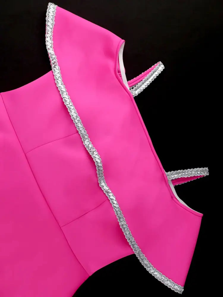 Shiny Strap Off Shoulder Peplum Dress Sexy Slim Midi
