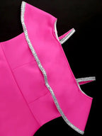 Shiny Strap Off Shoulder Peplum Dress Sexy Slim Midi
