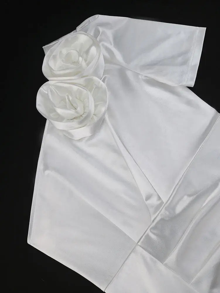 Simple Wedding White Dress One Shoulder Package Hip Dress