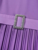 spring wedding dresses Chiffon Lantern Sleeves Pleated Purple