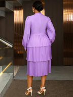 spring wedding dresses Chiffon Lantern Sleeves Pleated Purple