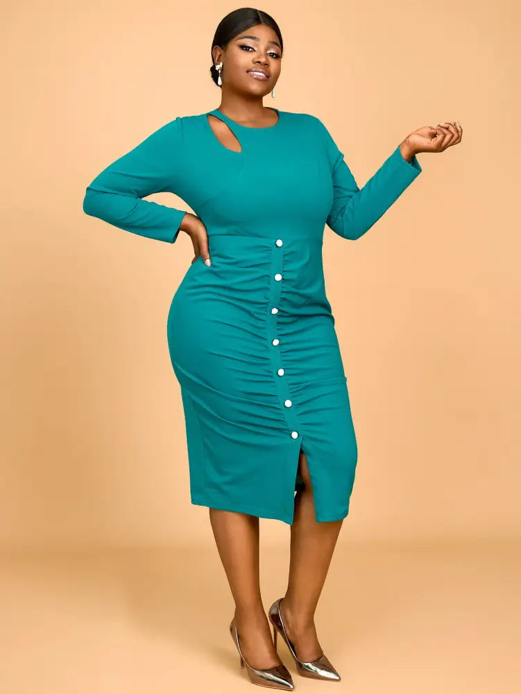 Spring Wedding Guest Dress Round Neck Lace Up Pleated