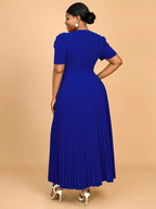 Spring Wedding Guest Dress Short Sleeve Blue Style