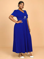Spring Wedding Guest Dress Short Sleeve Blue Style