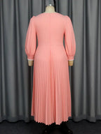 Square Neck Pleated High Waist Color Blocked Maxi Dress Party