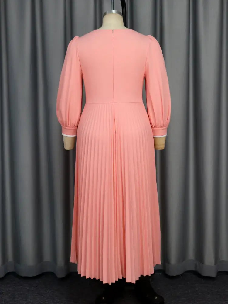 Square Neck Pleated High Waist Color Blocked Maxi Dress Party