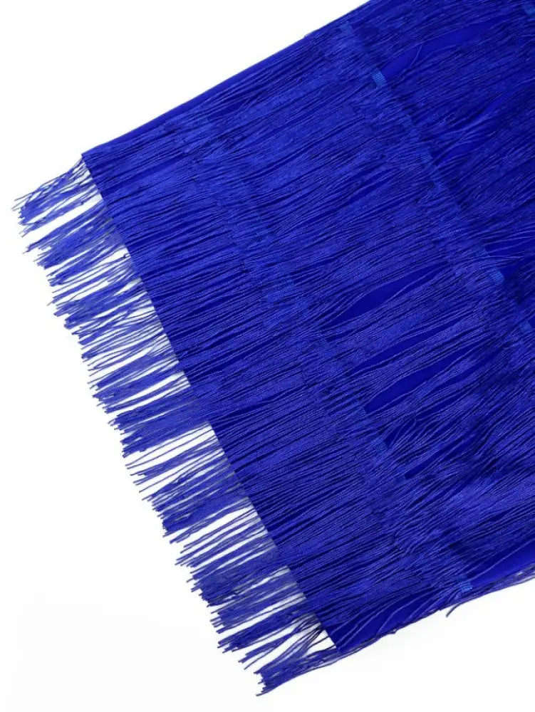 Tassel Maxi Dress Off Shoulder Shawl Sleeve Mesh Patchwork