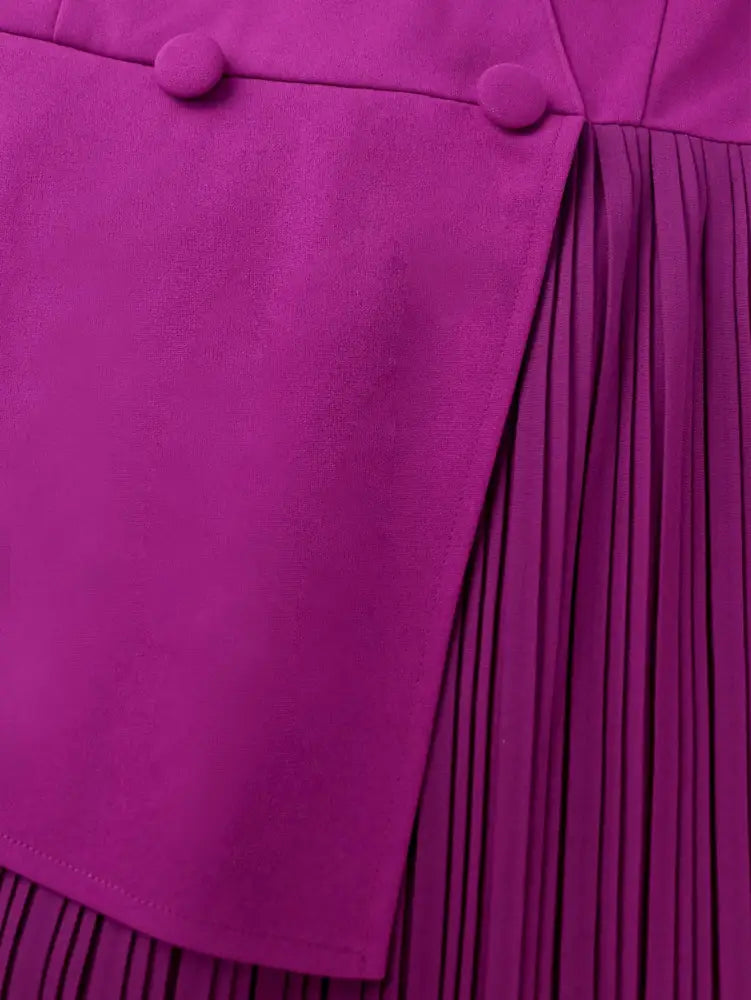 Theory Pleated Midi Dress Purple Bubble Long Sleeved