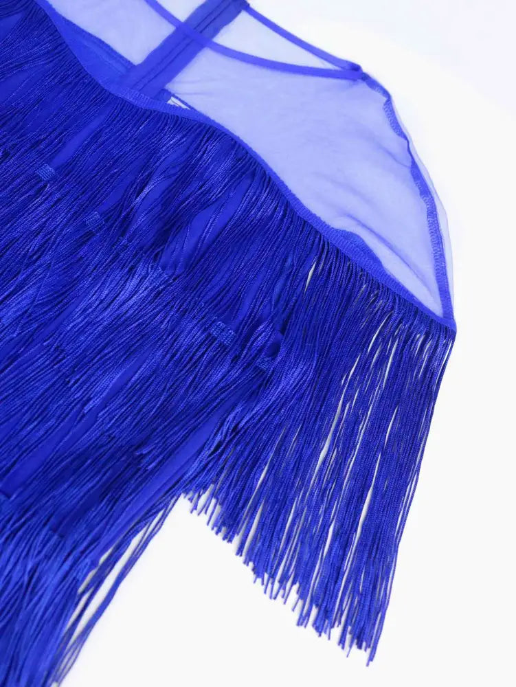 Tulle Party Dress for Women Patchwork Tassel Fringe